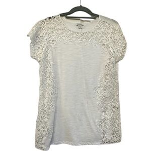 Sundance‎ Lily’s Paramour lace t tee top white size small BOHO feminine romantic